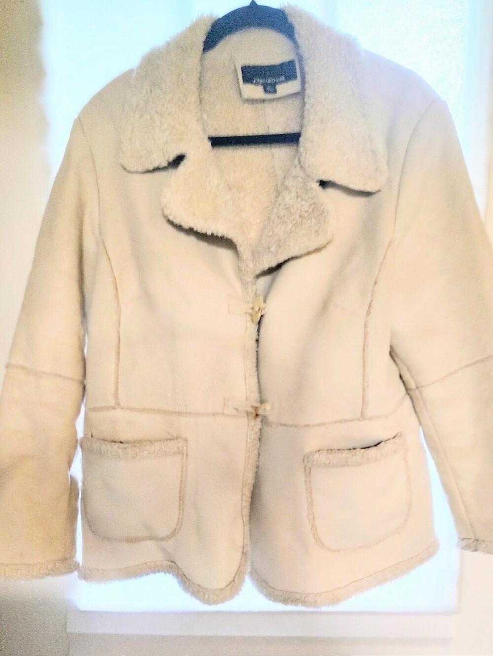 Jones New York Cream Faux Suede-Sherpa Lined Women's Jacket XL